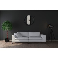 Dubové hodiny Loft Round kovové 50cm, z231 biela